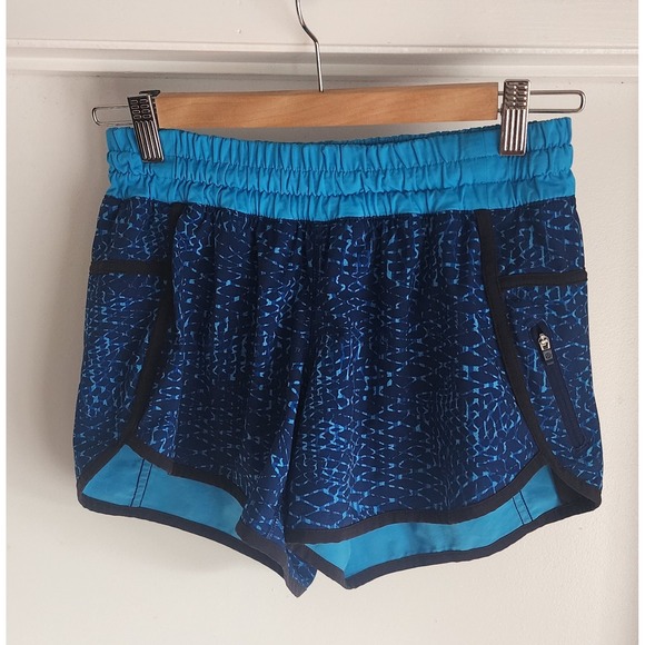 Lululemon Blue Tracker Running Shorts Side Zip Pocket Athletic Gym Sz S - Picture 2 of 4